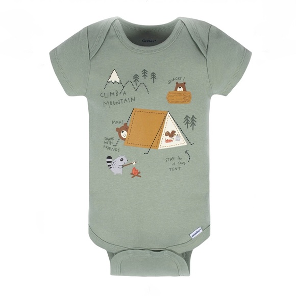 *NEW Gerber Bundle 6-Pack Baby Boys Camping Short Sleeve Onesies® Bodysuits - Picture 4 of 14